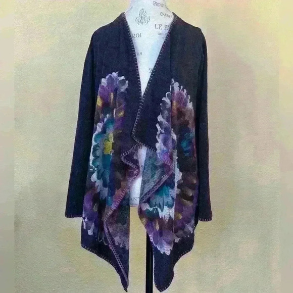 Mushka By Sienna Rose Floral Print Waterfall Open Cardigan Size Medium EUC! - Picture 2 of 8